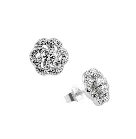  Boucles d'oreilles à puces - Argent - Zircone
