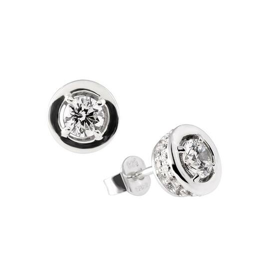  Boucles d'oreilles à puces - Argent - Zircone