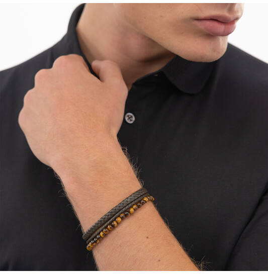  Lederarmbänder - Edelstein - 19cm