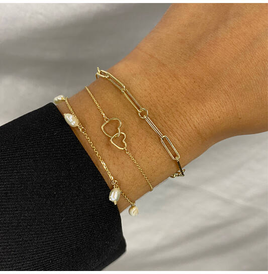 Double Heart Bracelet - 16-17-18cm - 585