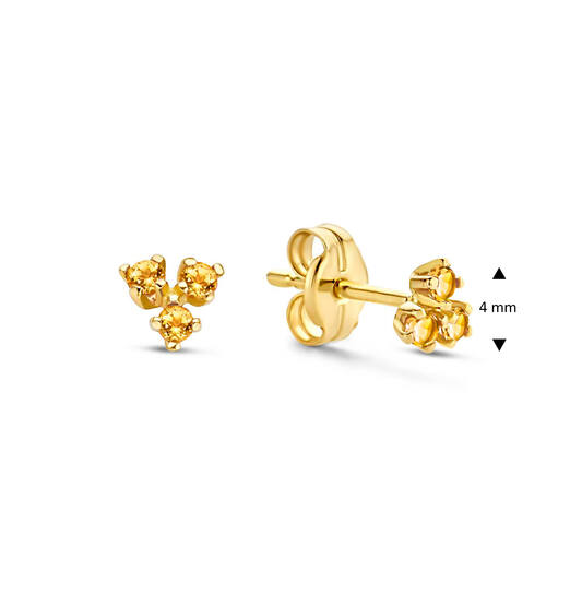 Triangle Citrine Studs - 3.7mm - 585