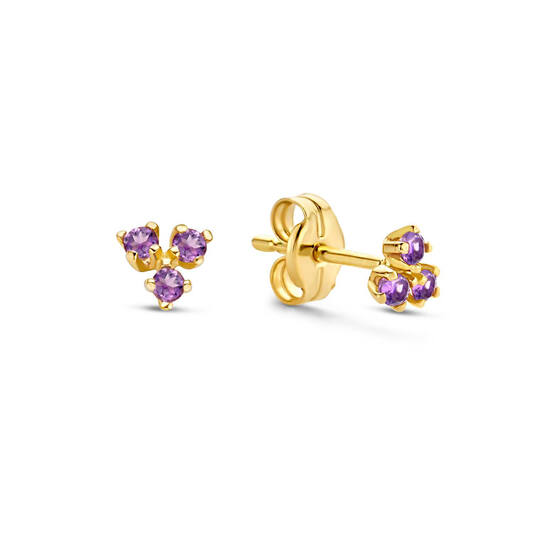 Triangle Amethyst Studs - 3.7mm - 585