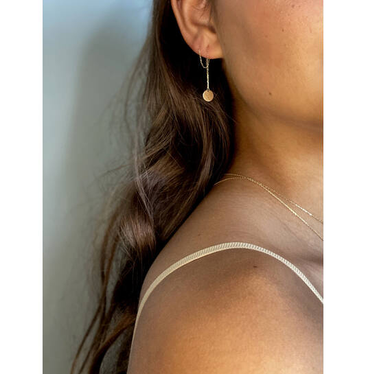 Threader Disc Earrings - 7mm - 9cm - 585