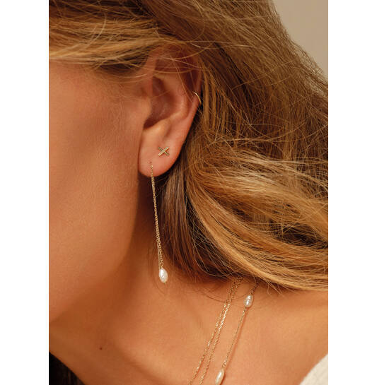 Amalfi Threader Pearl Earrings - Parel - 100mm - 585