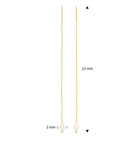 Amalfi Threader Pearl Earrings - Parel - 120mm - 585