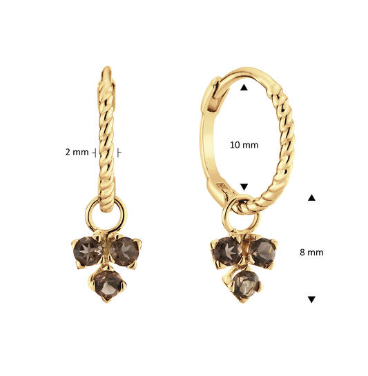 Triangle Smoky Quartz Hoops - 15mm - 585