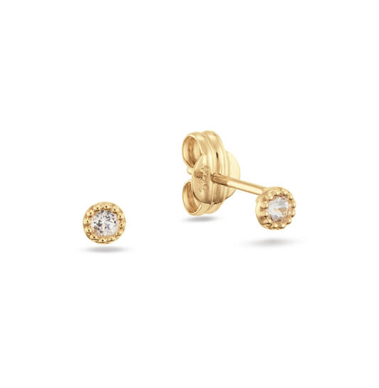 Grimaldi White Topaz Studs  - 3mm  - 585