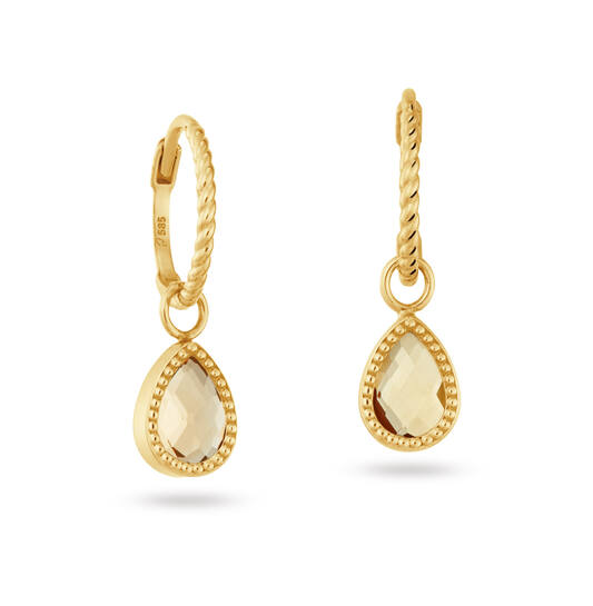 Jackie Amstel Citrine Hoops - -22mm - 585