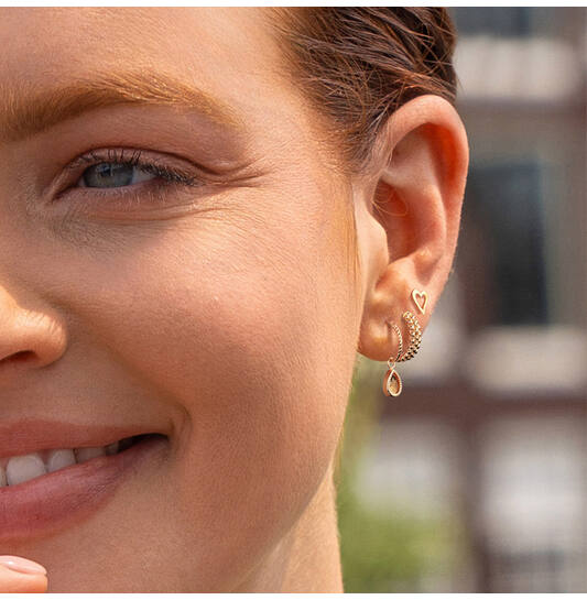 Jackie Amstel Citrine Hoops - -22mm - 585