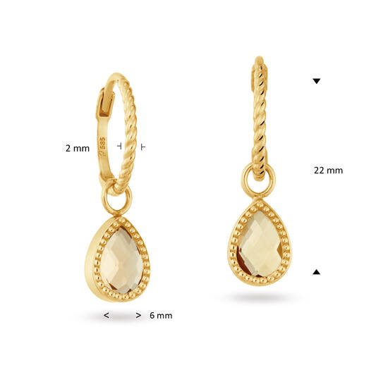 Jackie Amstel Citrine Hoops - -22mm - 585