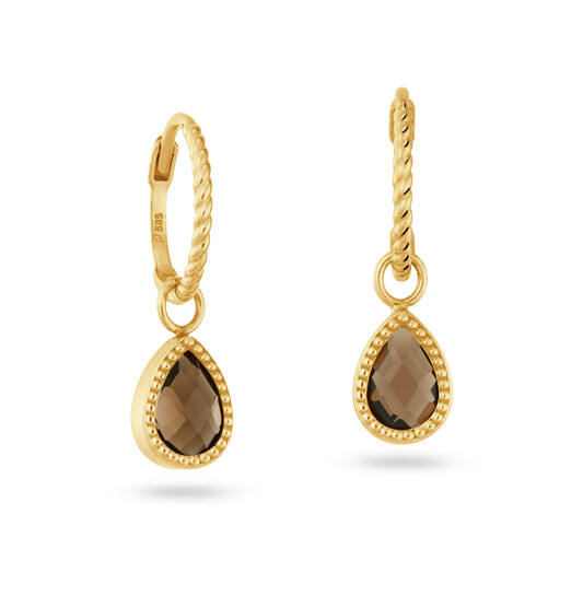 Jackie Amstel Smoky Quartz Hoops- 22mm - 585