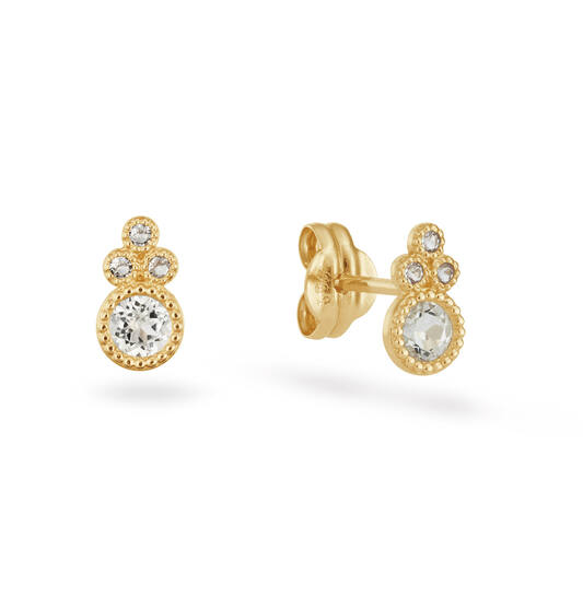 Leopard White Topaz Studs - 7mm - 585