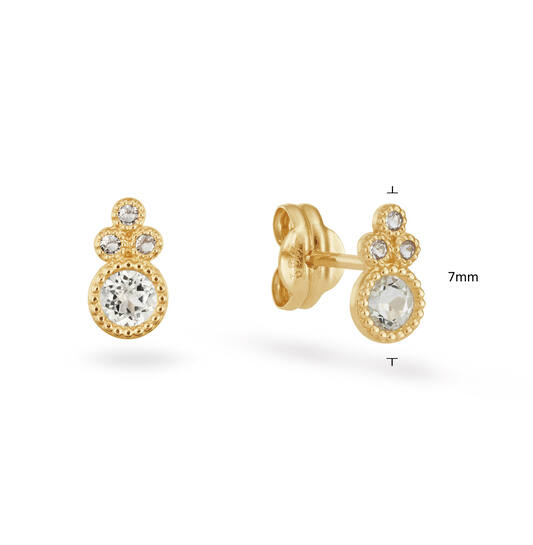 Leopard White Topaz Studs - 7mm - 585