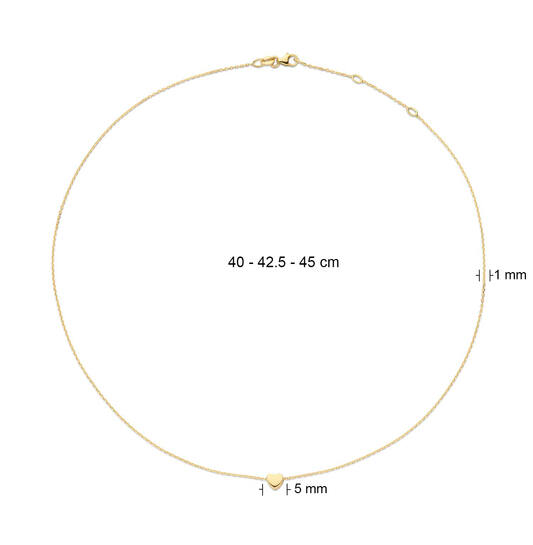 Plain Heart Necklace - 4,7x5mm - 38-40-42cm - 585