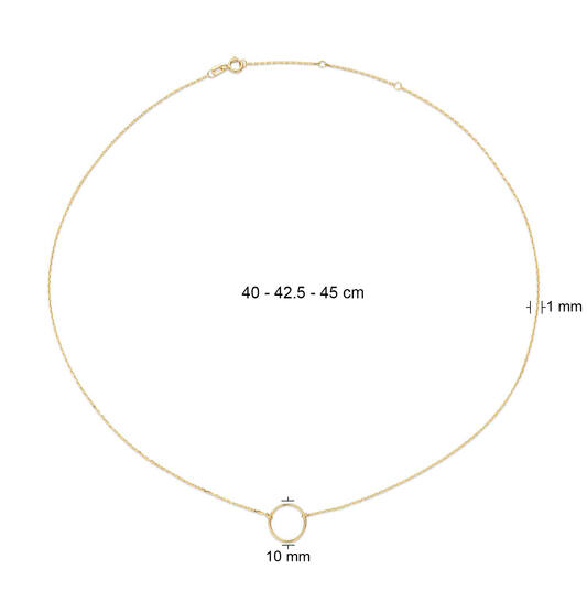 Circle Silhouette Necklace - 11,3mm - 40-42,5-45cm - 585