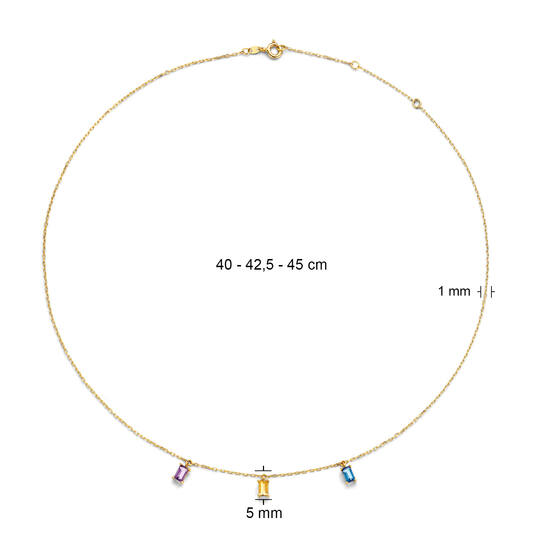 Medina Triple Gem Necklace - 45cm - Amethyst Citrine Blue Topaz - 585