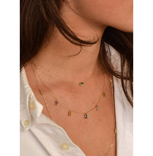 Medina Multi Gem Necklace - 42cm - Amethyst Citrine London bl Topaz Sky bl Topaz Peridot - 585