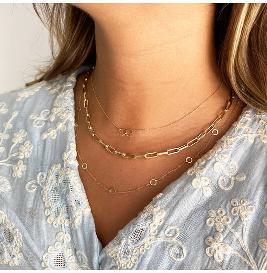 Double Heart Necklace - 38-40-42cm - 585