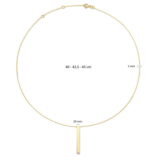 Engraving Long Bar Necklace - 40-42,5-45cm - 585