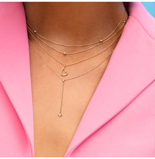 Twisted Heart Necklace - 40-42,5-45cm - 585