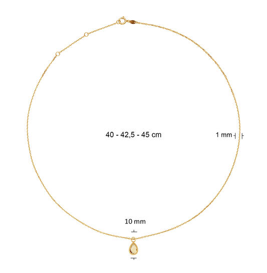 Jackie Amstel Citrine Necklace - 40-42,5-45cm - 585