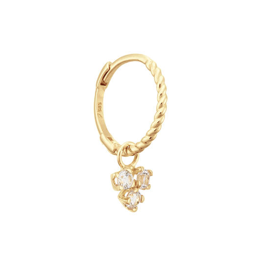 Triangle White Topaz Single Hoop - 15mm - 585