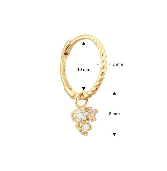 Triangle White Topaz Single Hoop - 15mm - 585