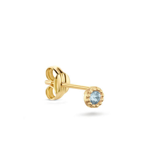 Grimaldi Blue Topaz Single Stud - 3mm - 585