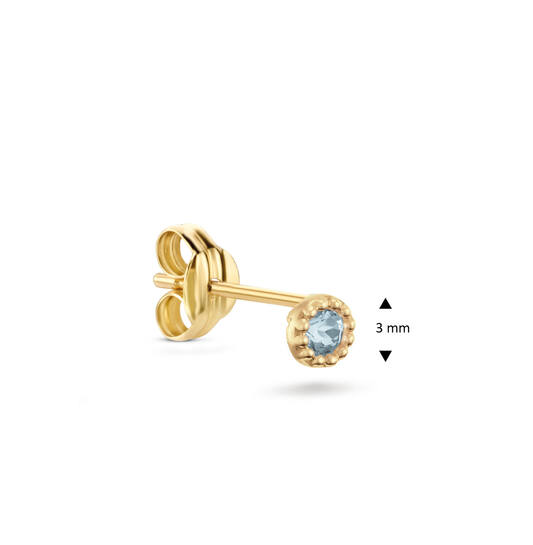 Grimaldi Blue Topaz Single Stud - 3mm - 585
