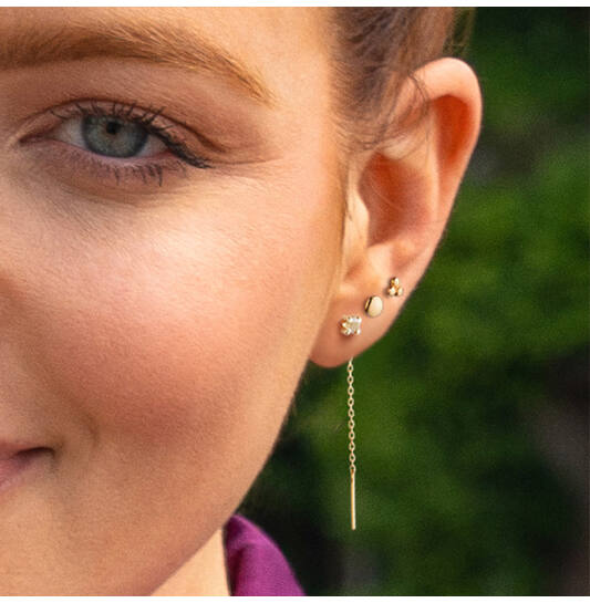 Jackie Van Gogh White Topaz Threater Single Stud - 585