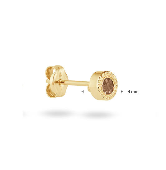 Kirstenbosch Smoky Quartz Single Stud - 4mm - 585