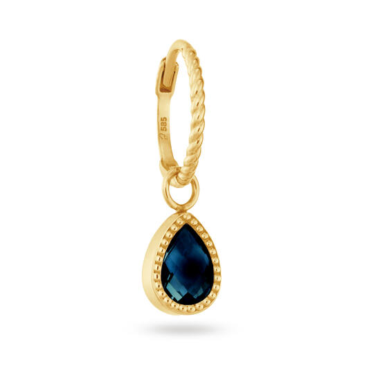 Amstel London Blue Topaz Single Hoop - 22mm - 585