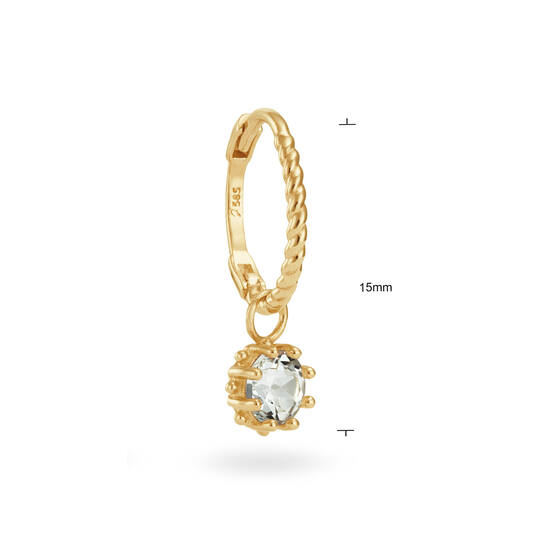 Kruger White Topaz Single Hoop - 15mm - 585