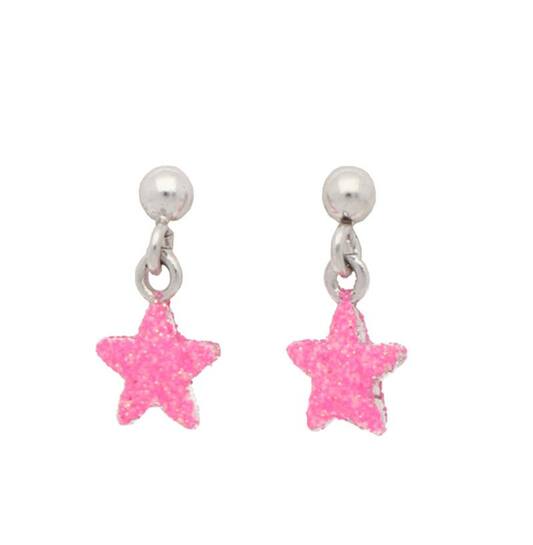 Oorhangers Glitter Ster - 925 - Rd - 5mm