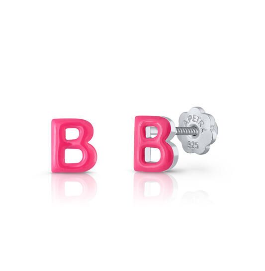 Oorknopjes Letter B - 925 - Rd - Schroefsluiting