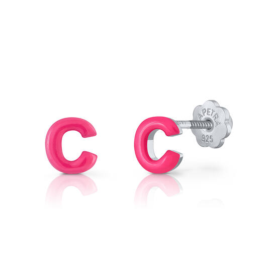 Oorknopjes Letter C - 925 - Rd - Schroefsluiting