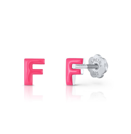 Oorknopjes Letter F - 925 - Rd - Schroefsluiting