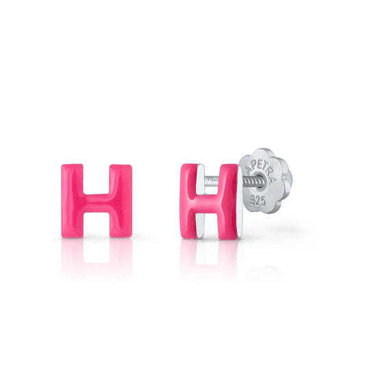 Oorknopjes Letter H - 925 - Rd - Schroefsluiting