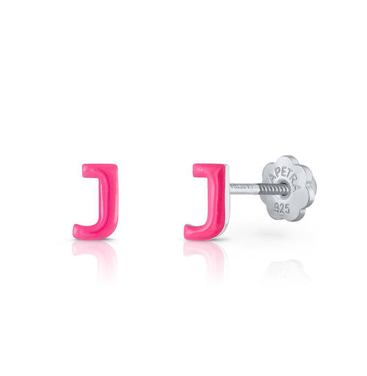 Oorknopjes Letter J - 925 - Rd - Schroefsluiting