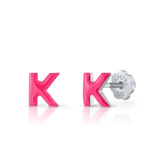 Oorknopjes Letter K - 925 - Rd - Schroefsluiting