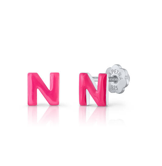 Oorknopjes Letter N - 925 - Rd - Schroefsluiting