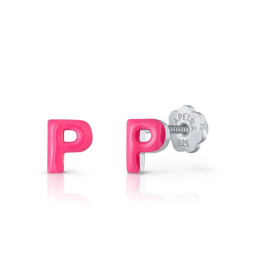 Oorknopjes Letter P - 925 - Rd - Schroefsluiting
