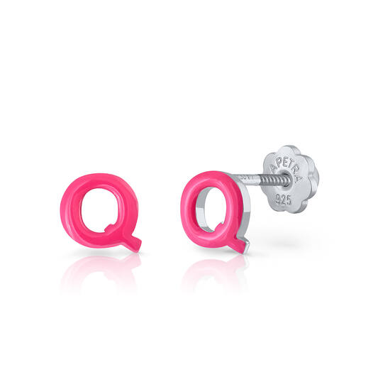 Oorknopjes Letter Q - 925 - Rd - Schroefsluiting