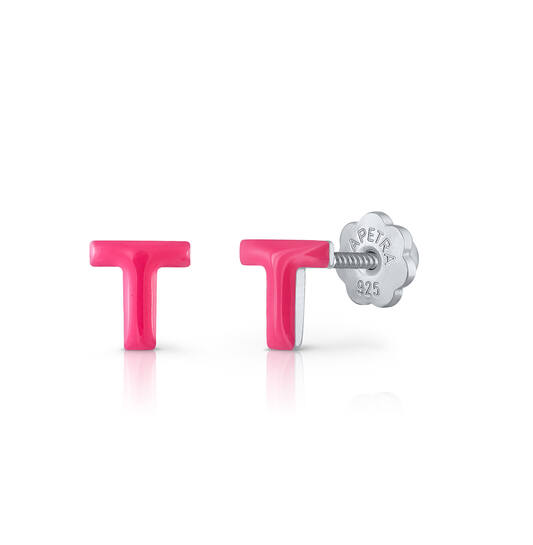Oorknopjes Letter T - 925 - Rd - Schroefsluiting
