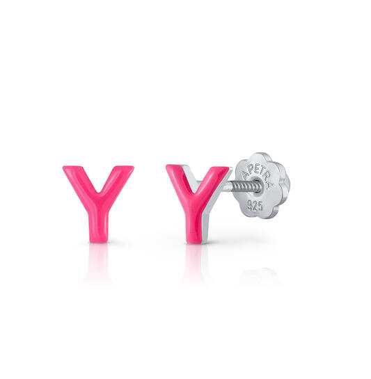 Oorknopjes Letter Y - 925 - Rd - Schroefsluiting