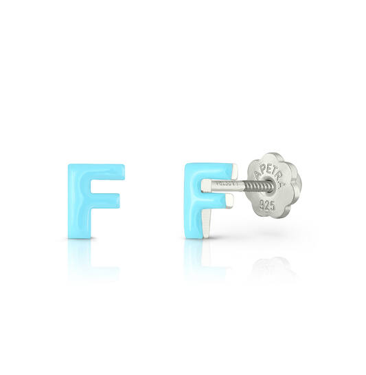 Oorknopjes Letter F - 925 - Rd - Schroefsluiting