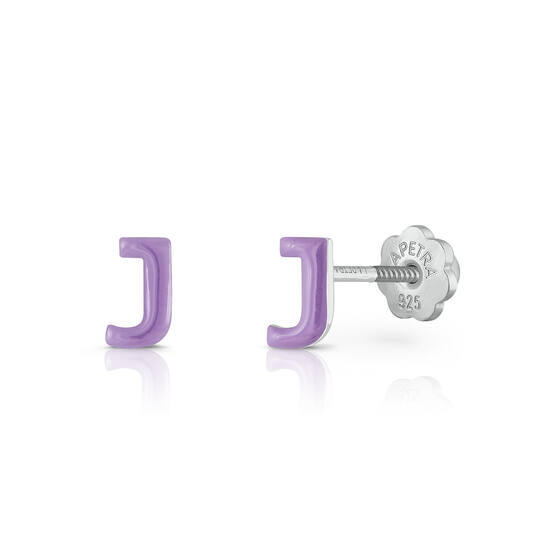 Oorknopjes Letter J - 925 - Rd - Schroefsluiting