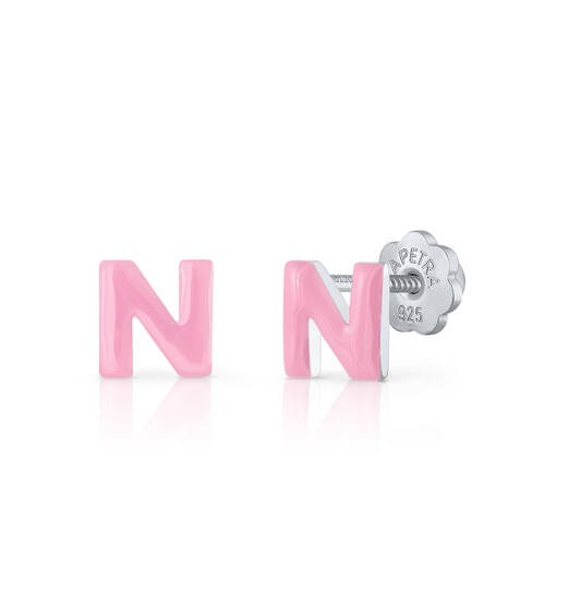 Oorknopjes Letter N - 925 - Rd - Schroefsluiting