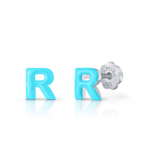 Oorknopjes Letter R - 925 - Rd - Schroefsluiting