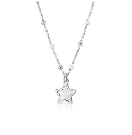 Collier Ster Parelmoer  - 925 - Rd - Anker - 34/37cm